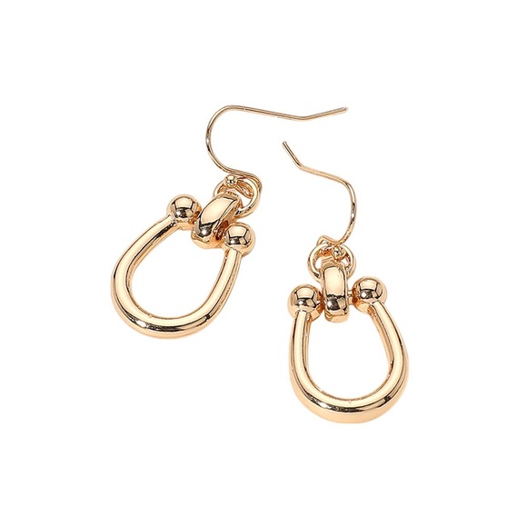 Gold Hardware Equestrian Fish Hook Earrings - Picture 1 of 3